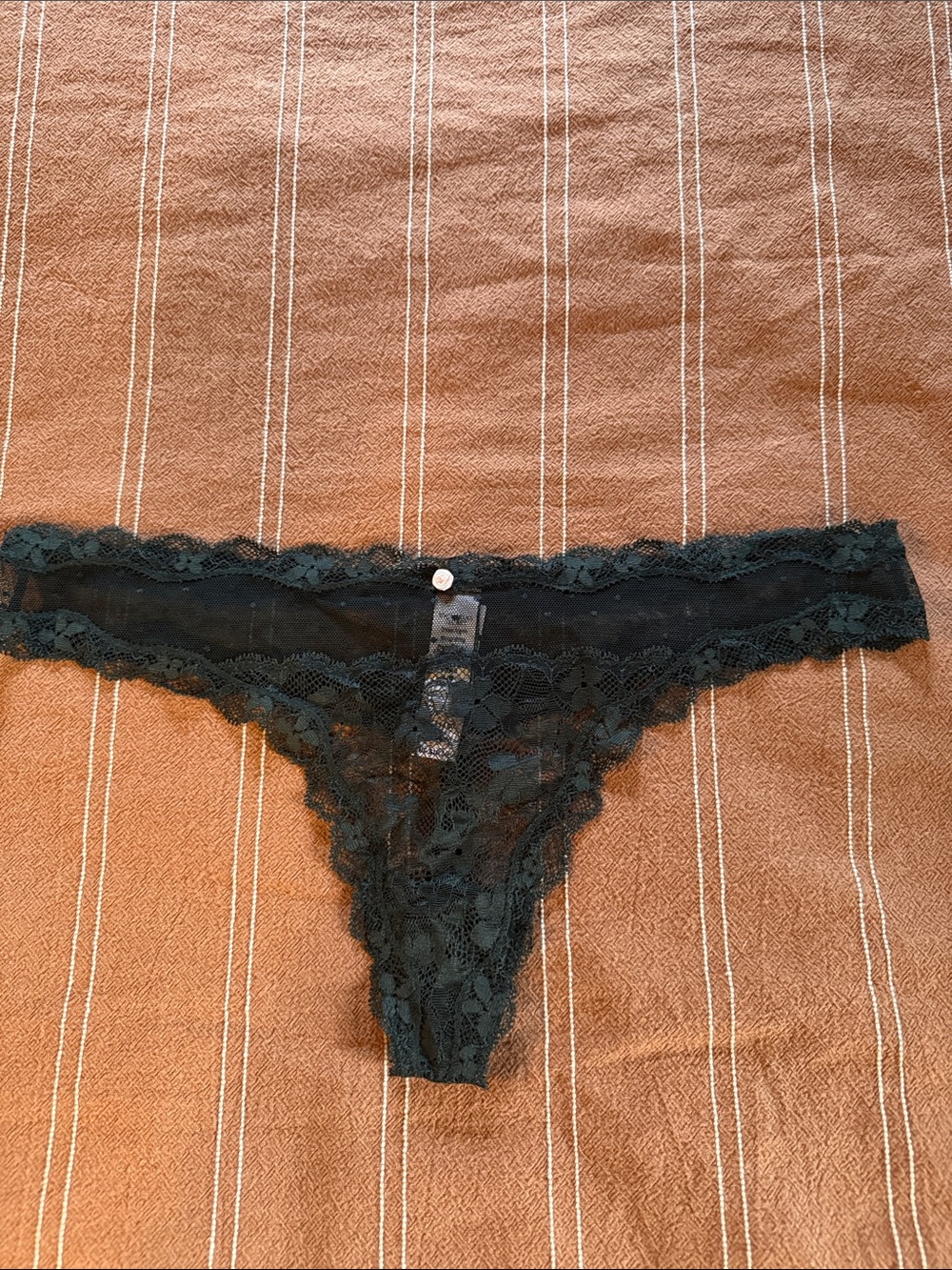 Victoria's Secret Dark Green Lace Thong Panty